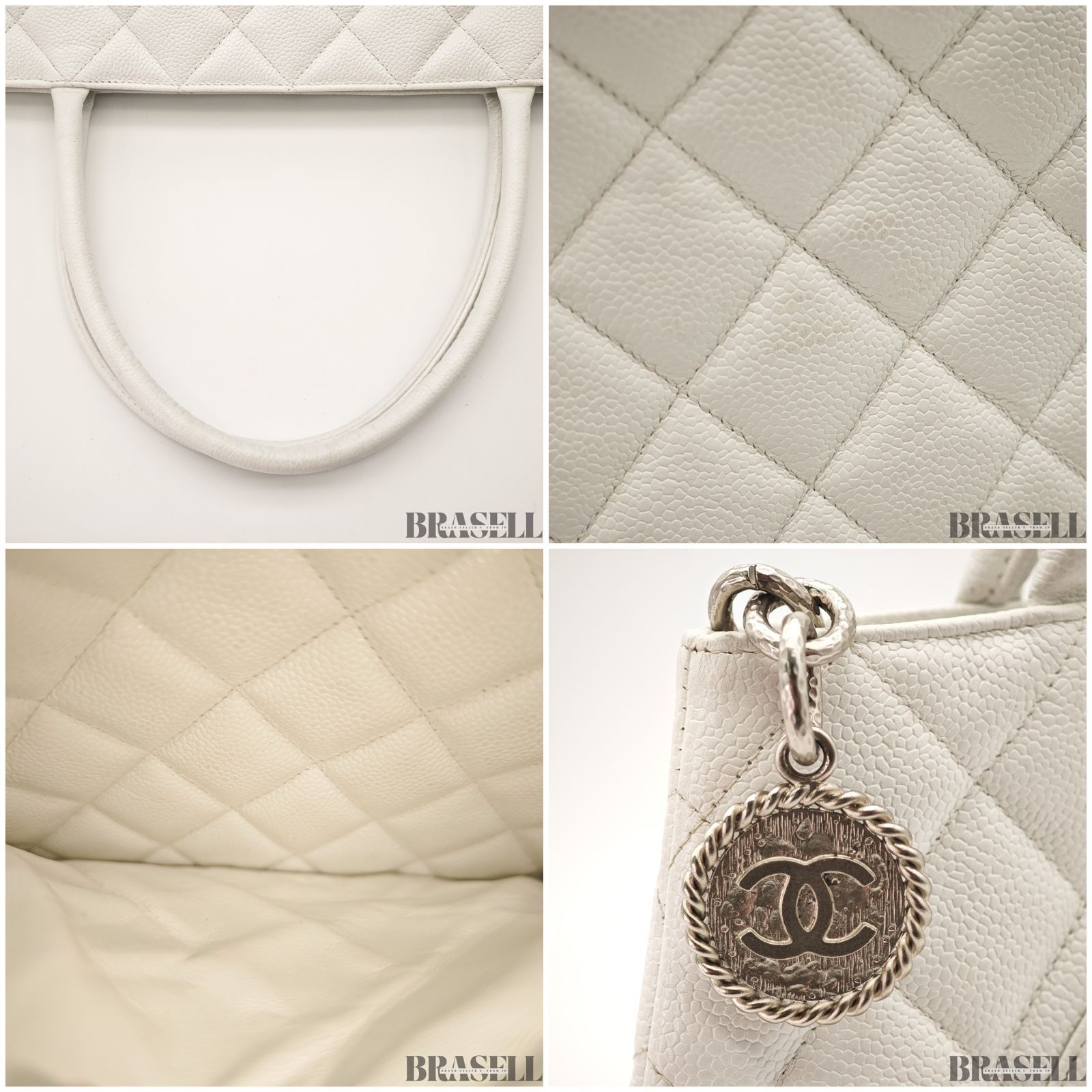 CHANEL 復刻トート キャビアスキン 白 バッグ トートバッグ ホワイト