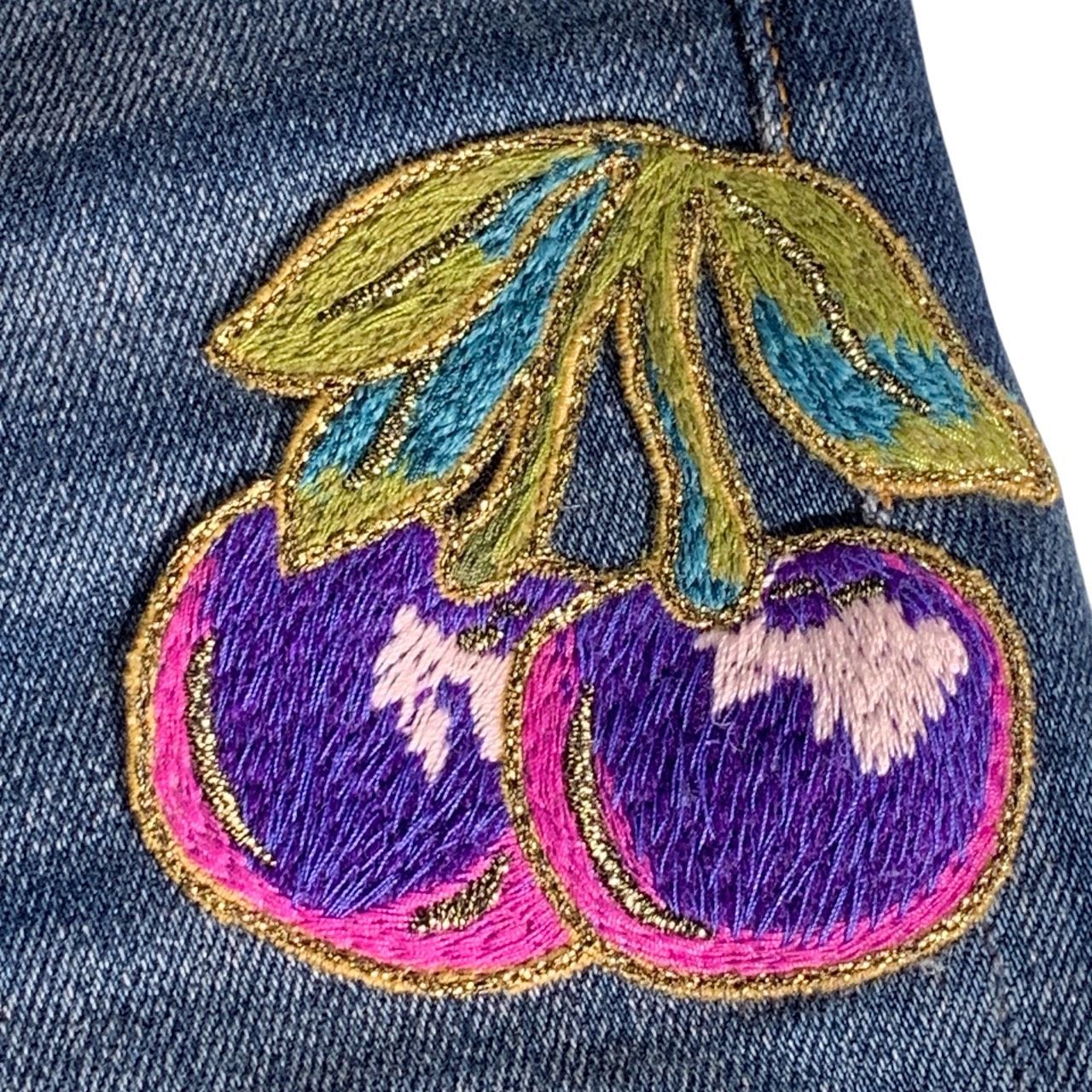 ♪3774 GUCCI タイガー フラワー 刺繍 デニム ジーンズ 虎 グッチ 中古
