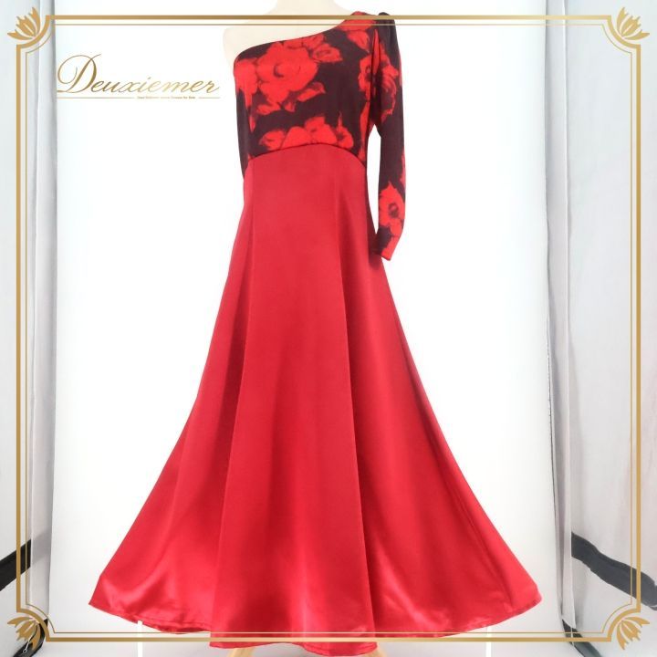 フラダンス 衣装 ワンピース ドレス レッド系 アロハスタンダード 日本