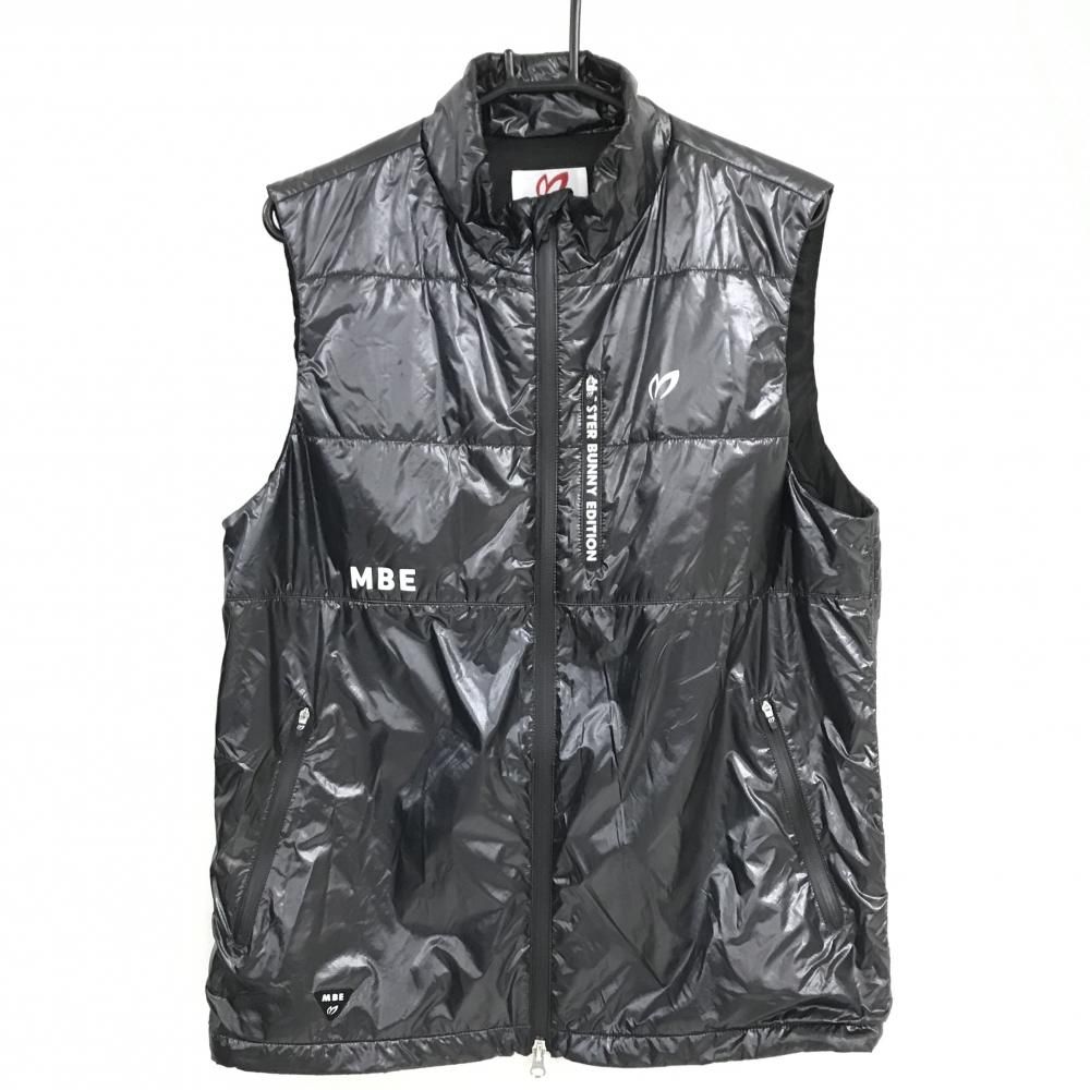 美品】マスターバニー 中綿ベスト 黒 ロゴ白 裏地付 ドローコード