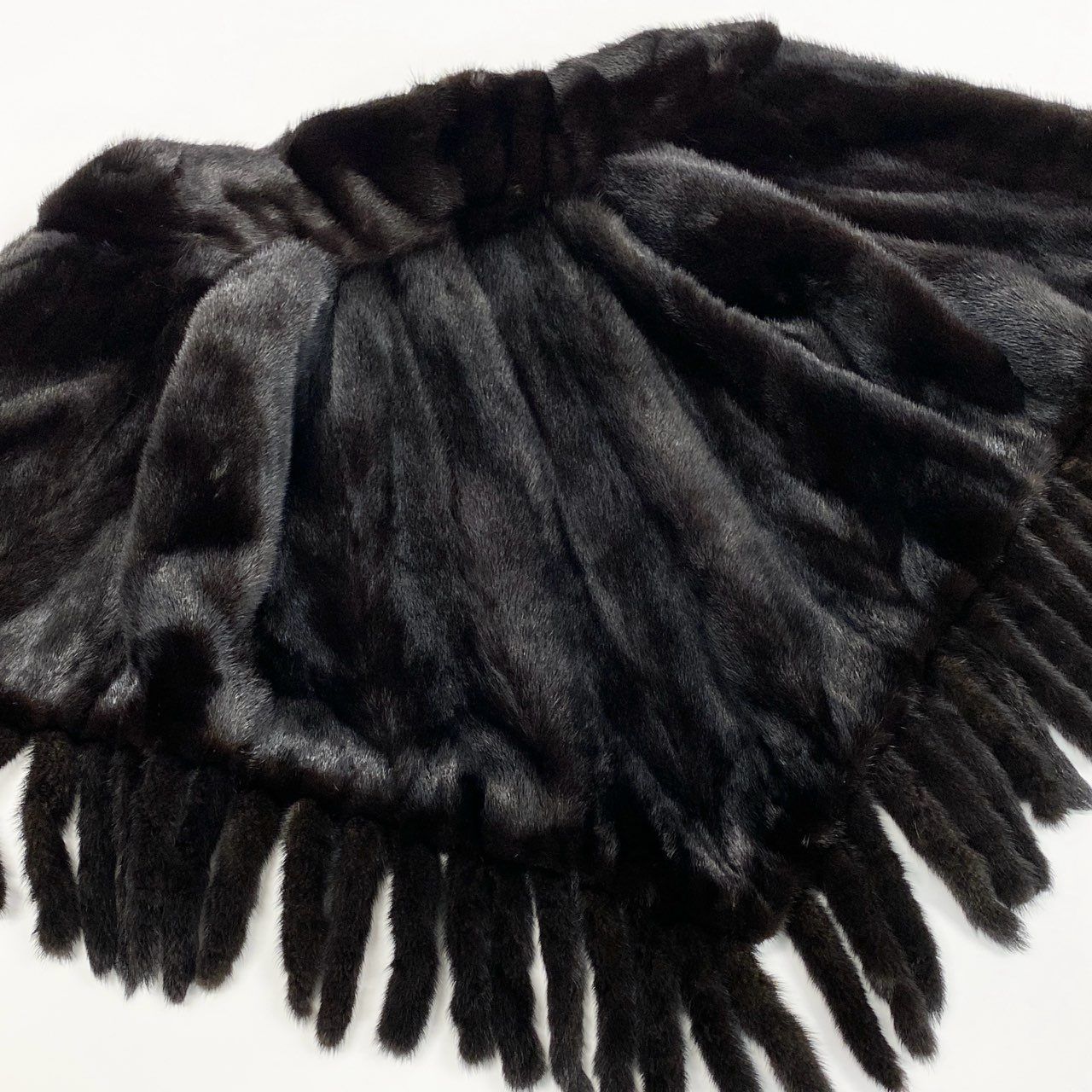 18a16 Black Jewel ダークミンク フリンジポンチョ ケープ コート F