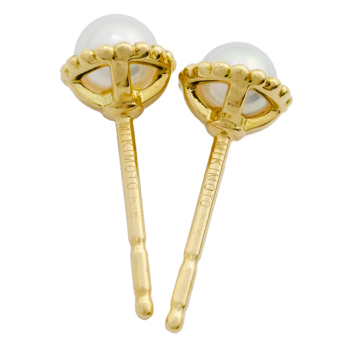 ミキモト MIKIMOTO K18YG イエローゴールド ベビーパール ピアス