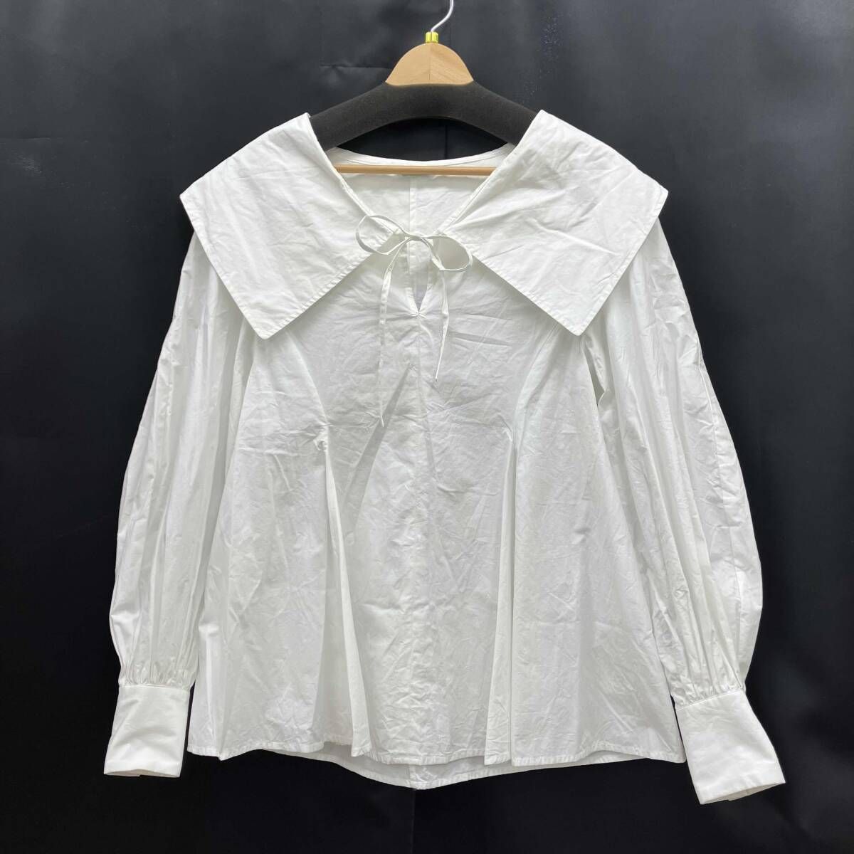 ■専用■美品 CLANE 2,4万円 ビッグカラーブラウス ホワイト クラネ CLANE／クラネ／長袖シャツ・ビッグカラーブラウス／ホワイト／サイズS
