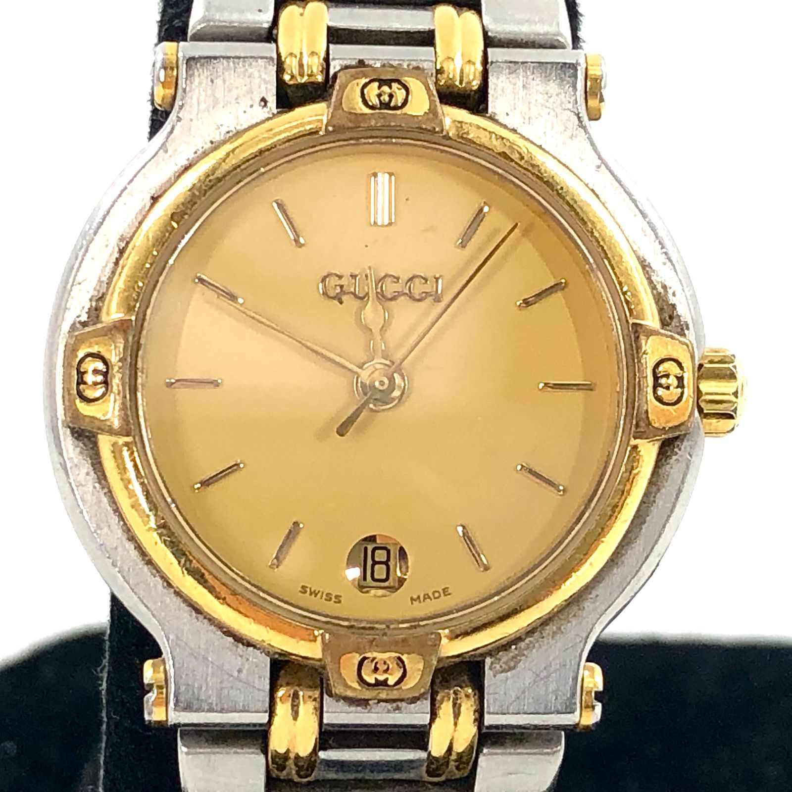 BK-972】 GUCCI レディース 腕時計 9000L ゴールド文字盤 クォーツ 