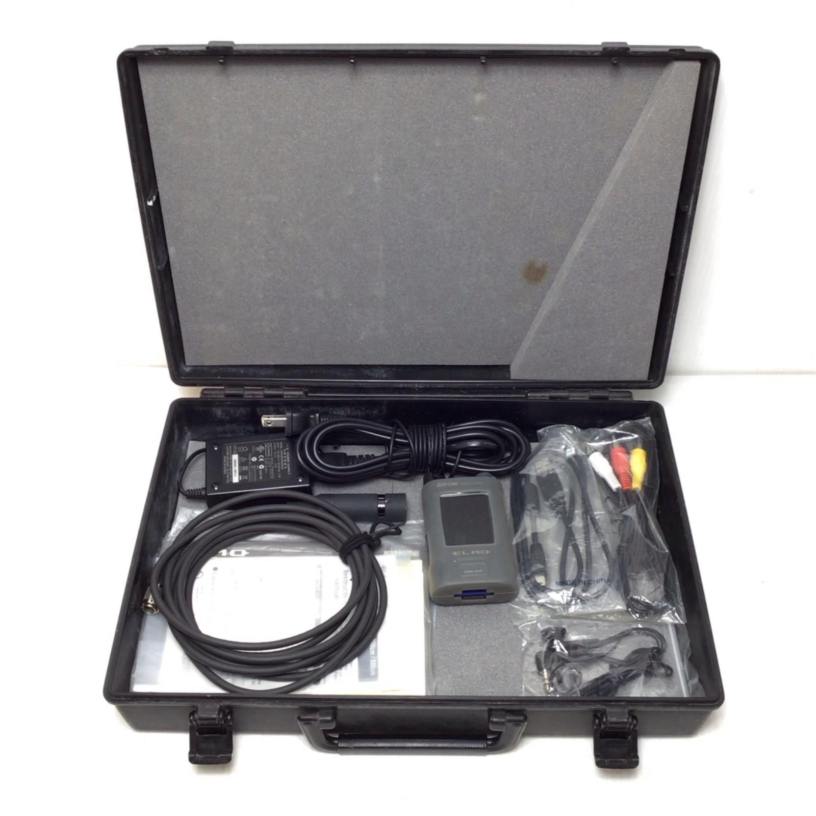 ΘΘelmo 小型カメラ 程度B プローブカメラ・イヤホンマイク・AV、MicroUSB、充電ケーブル・ケース付 SUV-Cam PROFESSIONAL ブラック ΘΘelmo 小型カメラ 程度B プローブカメラ・イヤホンマイク・AV