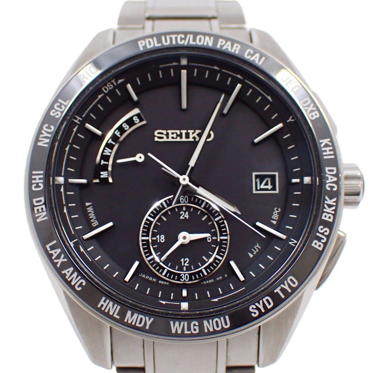 SEIKO セイコー ブライツ ワールドタイム ソーラー電波 メンズ 黒文字 