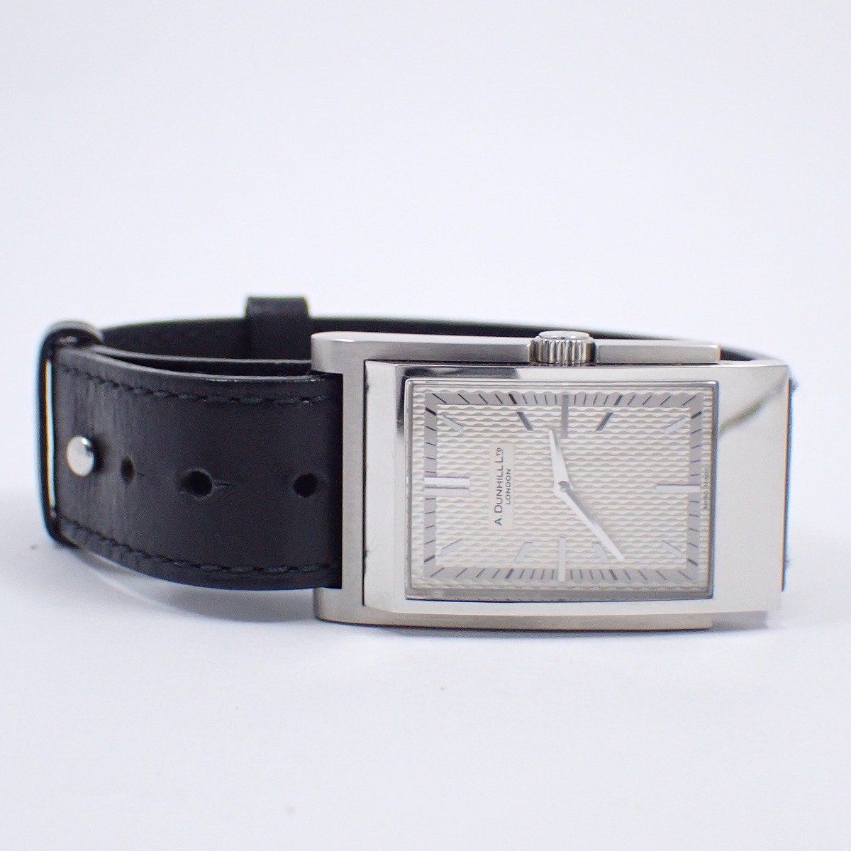 ダンヒル ウェイファー クォーツ メンズ 腕時計 シルバー文字盤 純正革
