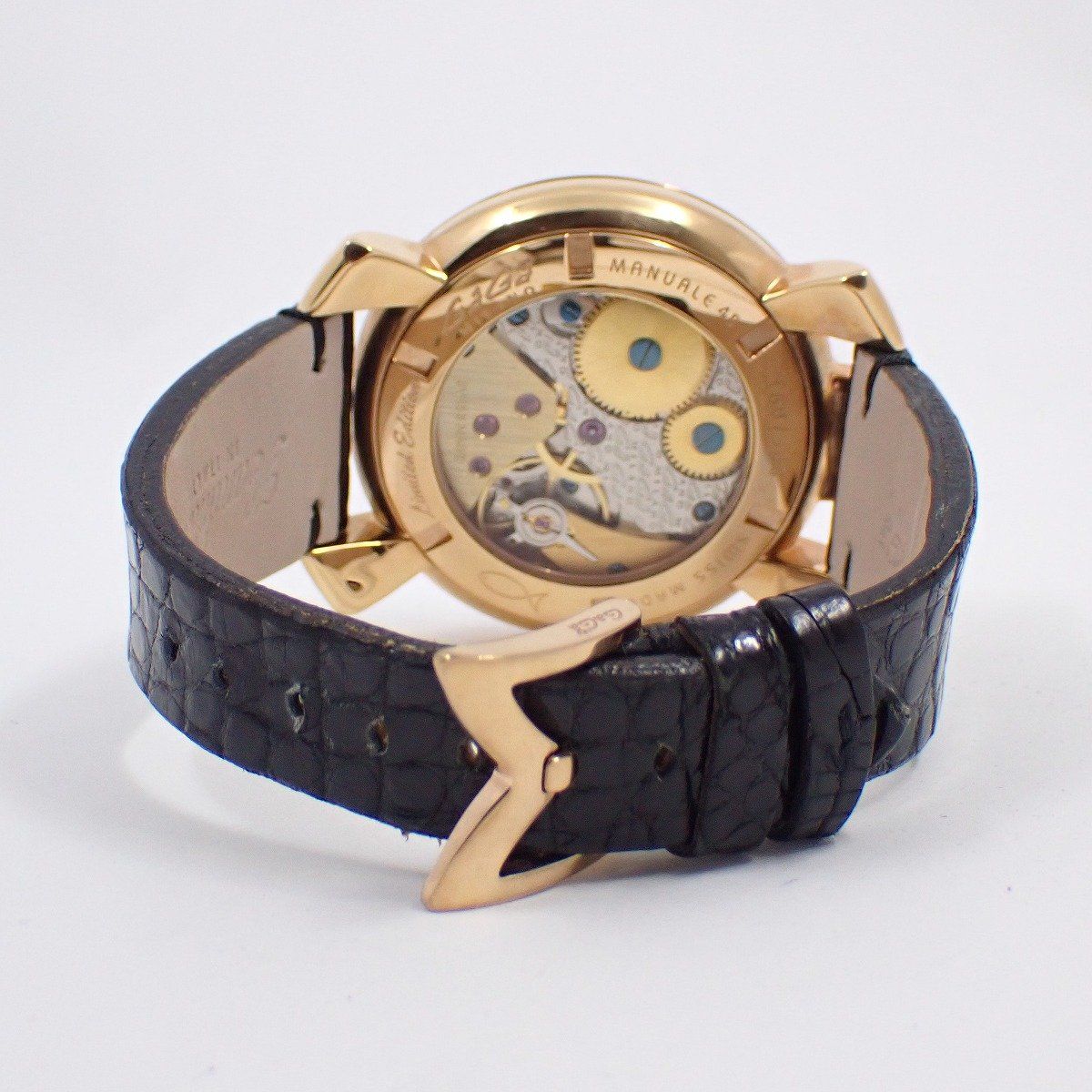 ☆新品同様 5091 ガガミラノ マヌアーレシン 時計 ピンクゴールドカラー ガガミラノ マニュアーレ48 ミラー 500本限定 手巻き メンズ 腕時計