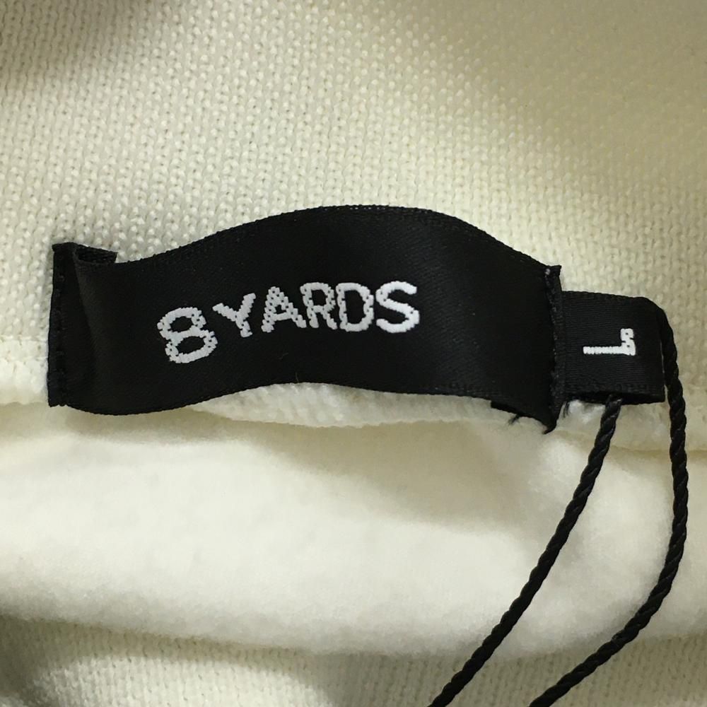 新品】ハチヤーズ ハイネックトレーナー 白×ライトベージュ 袖ロゴ