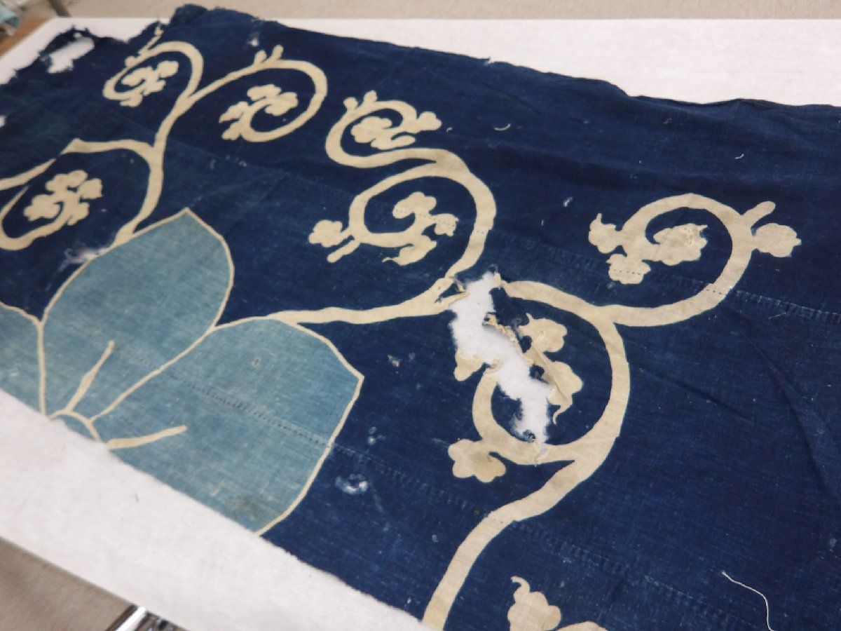 P41430 古い 筒描き 木綿 襤褸 72cm×134cm 古布古裂 k