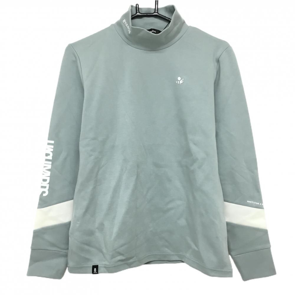 新品】ハチヤーズ 長袖ハイネックシャツ ライトブルー×白 袖切替 LUX