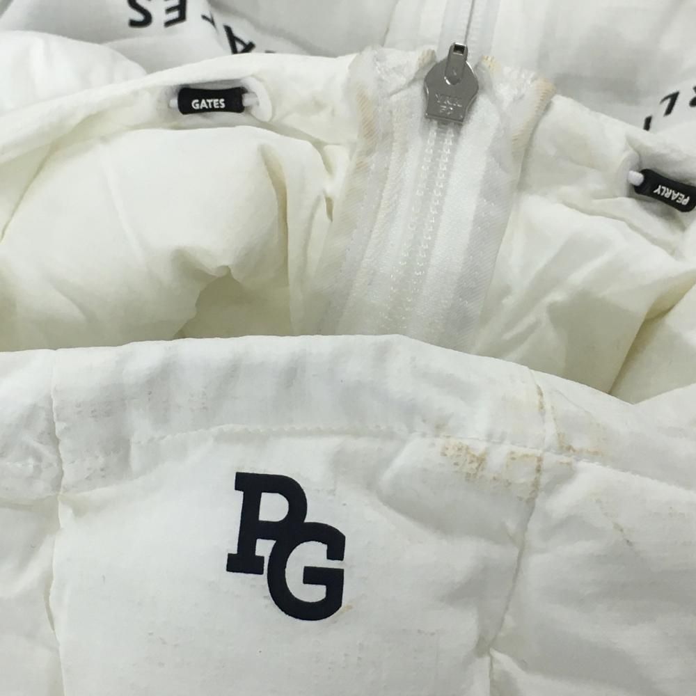 パーリーゲイツ フード付中綿ベスト 白×黒 ロゴボーダー風 サイド切替