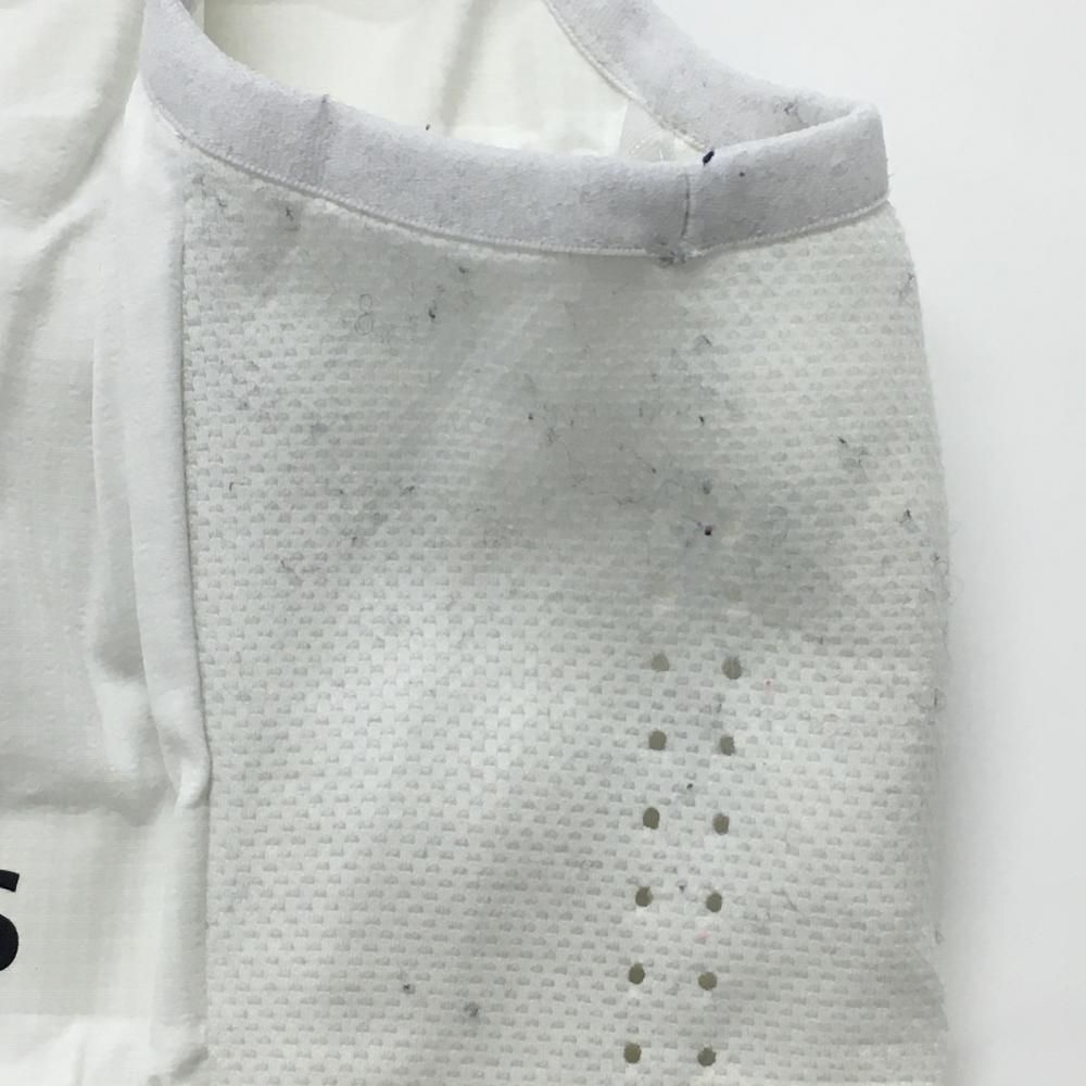 パーリーゲイツ フード付中綿ベスト 白×黒 ロゴボーダー風 サイド切替