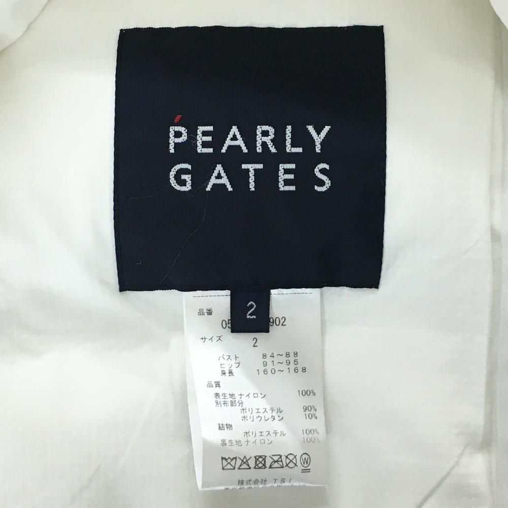 パーリーゲイツ フード付中綿ベスト 白×黒 ロゴボーダー風 サイド切替