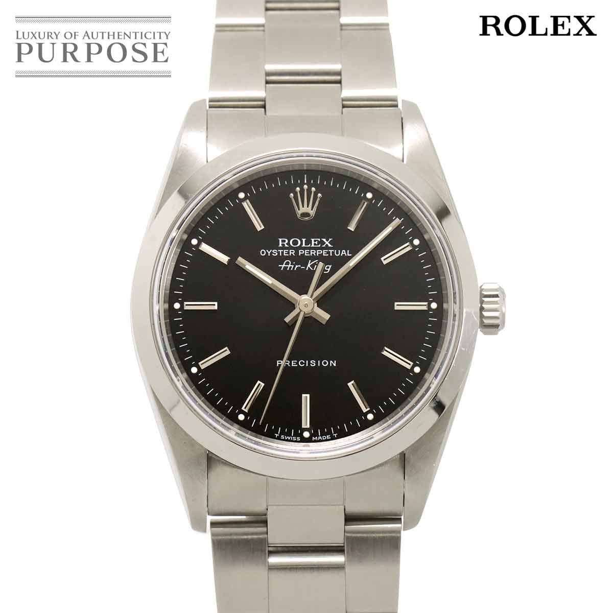 ロレックス ROLEX エアキング 14000 U番 メンズ 腕時計 ブラック オートマ 自動巻き ウォッチ Air King 90308639 ロレックス ROLEX エアキング 14000 U番 メンズ 腕時計 ブラック