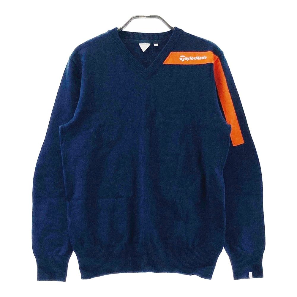 【新品】テーラーメイドゴルフ ジップニット・セーター ネイビー×レッド Mサイズ サイズ：M TAYLOR MADE テーラーメイド ウール混 ニットセーター