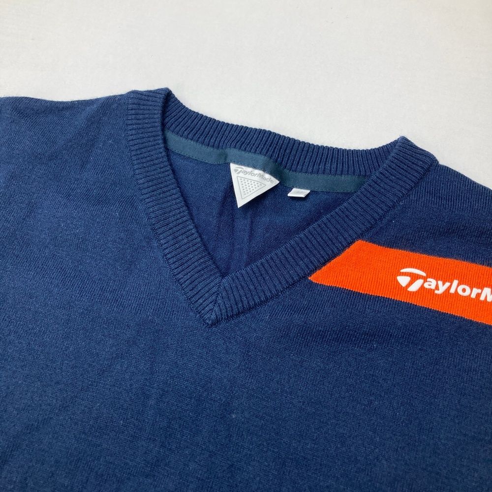 【新品】テーラーメイドゴルフ ジップニット・セーター ネイビー×レッド Mサイズ サイズ：M TAYLOR MADE テーラーメイド ウール混 ニットセーター