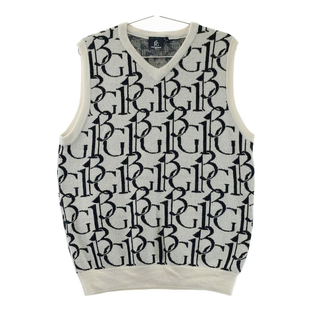サイズM【未使用】1piu1uguale3 GOLF ニットベスト WHT サイズ：5 1PIU1UGUALE3 GOLF GRK025 ニットベスト 総柄 ホワイト系