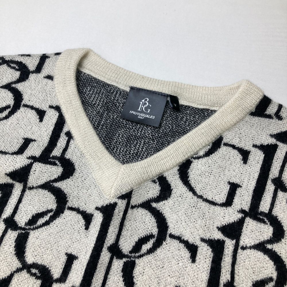 サイズ：5 1PIU1UGUALE3 GOLF GRK025 ニットベスト 総柄 ホワイト系
