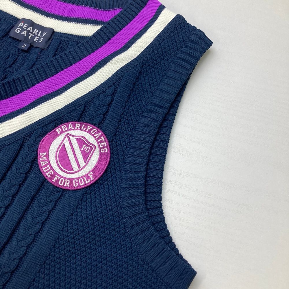 サイズ：2 PEARLY GATES パーリーゲイツ ワッペン付き ニットベスト