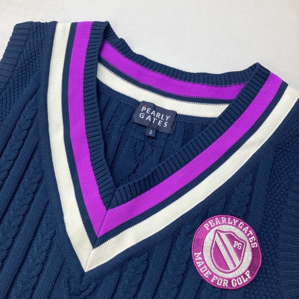 サイズ：2 PEARLY GATES パーリーゲイツ ワッペン付き ニットベスト