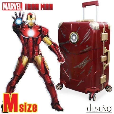 ♥ アイアンマン スーツケース M サイズ 中型 LEDライト搭載 ハードフレーム ボディ 4輪 ダブルキャスター キャリーケース マーベル