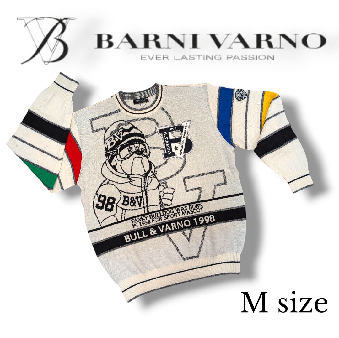 BARNI VARNO／バーニヴァーノ】 ブルドッグ クルーセーター ホワイト M