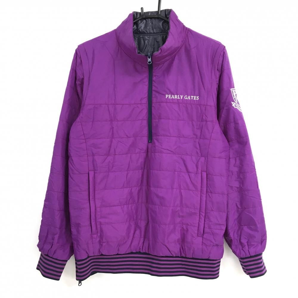 パーリーゲイツ 4WAY中綿リバーシブルブルゾン ネイビー 裏パープル 袖