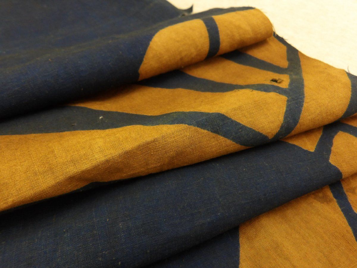 P41435 古い 木綿 筒描き 藍染め 65cm×125cm 古布古裂 k