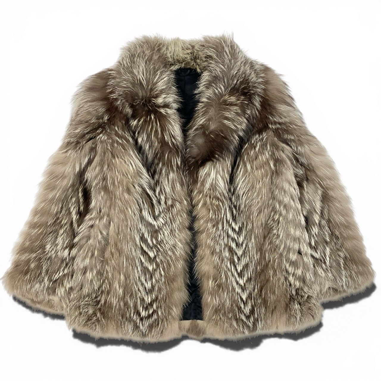 18a16 シルバーフォックス ファーコート サイズ9 茶系 本毛皮 Silver