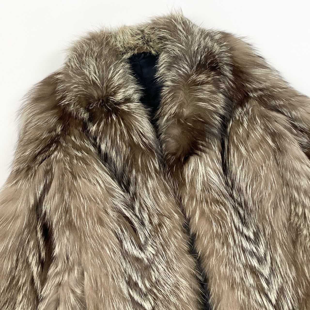 18a16 シルバーフォックス ファーコート サイズ9 茶系 本毛皮 Silver