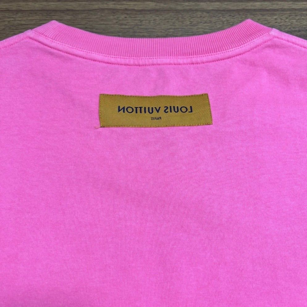 ☆LOUIS VUITTON ルイ ヴィトン Tシャツ 半袖 無地 ピンク コットン