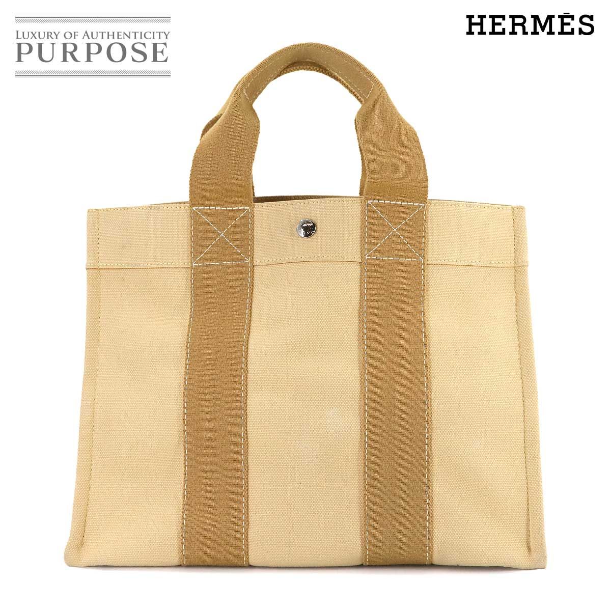 美品 エルメス HERMES ボラボラ PM トート バッグ キャンバス ベージュ