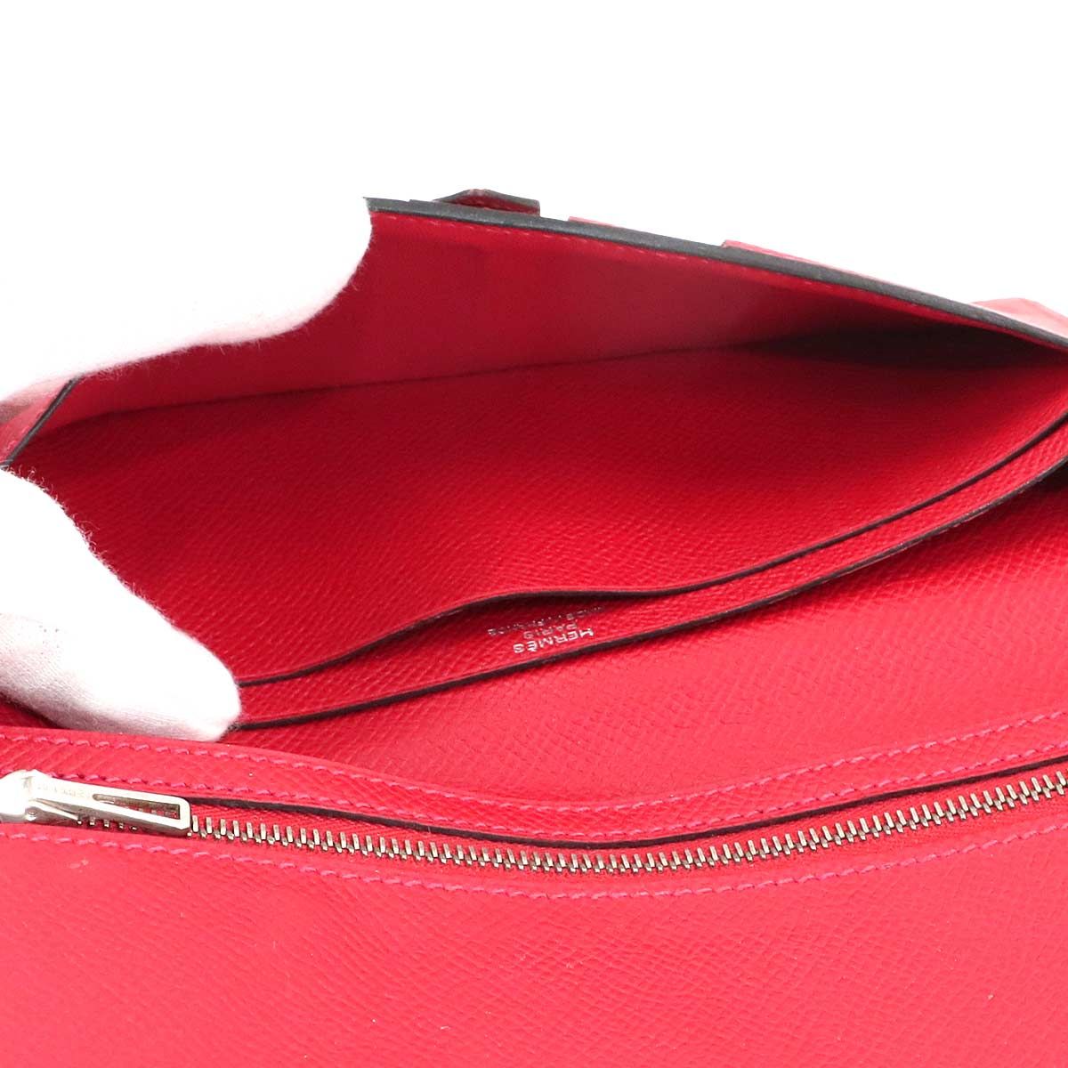 エルメス HERMES ベアンスフレ 二つ折り 長財布 エプソン ルージュ 