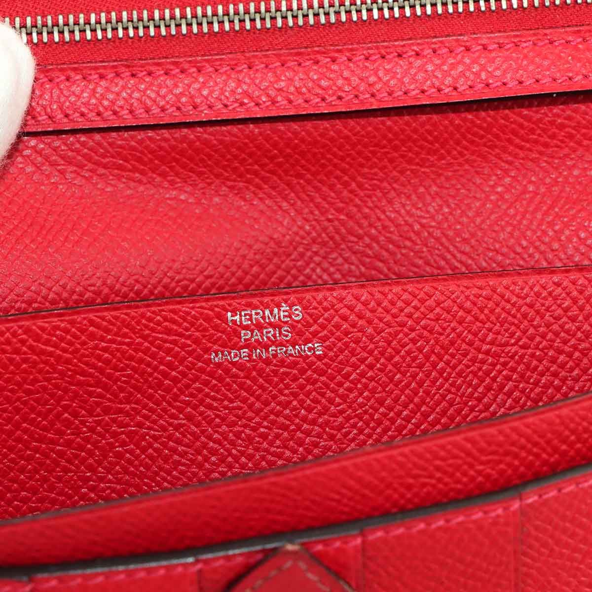 エルメス HERMES ベアンスフレ 二つ折り 長財布 エプソン ルージュ 