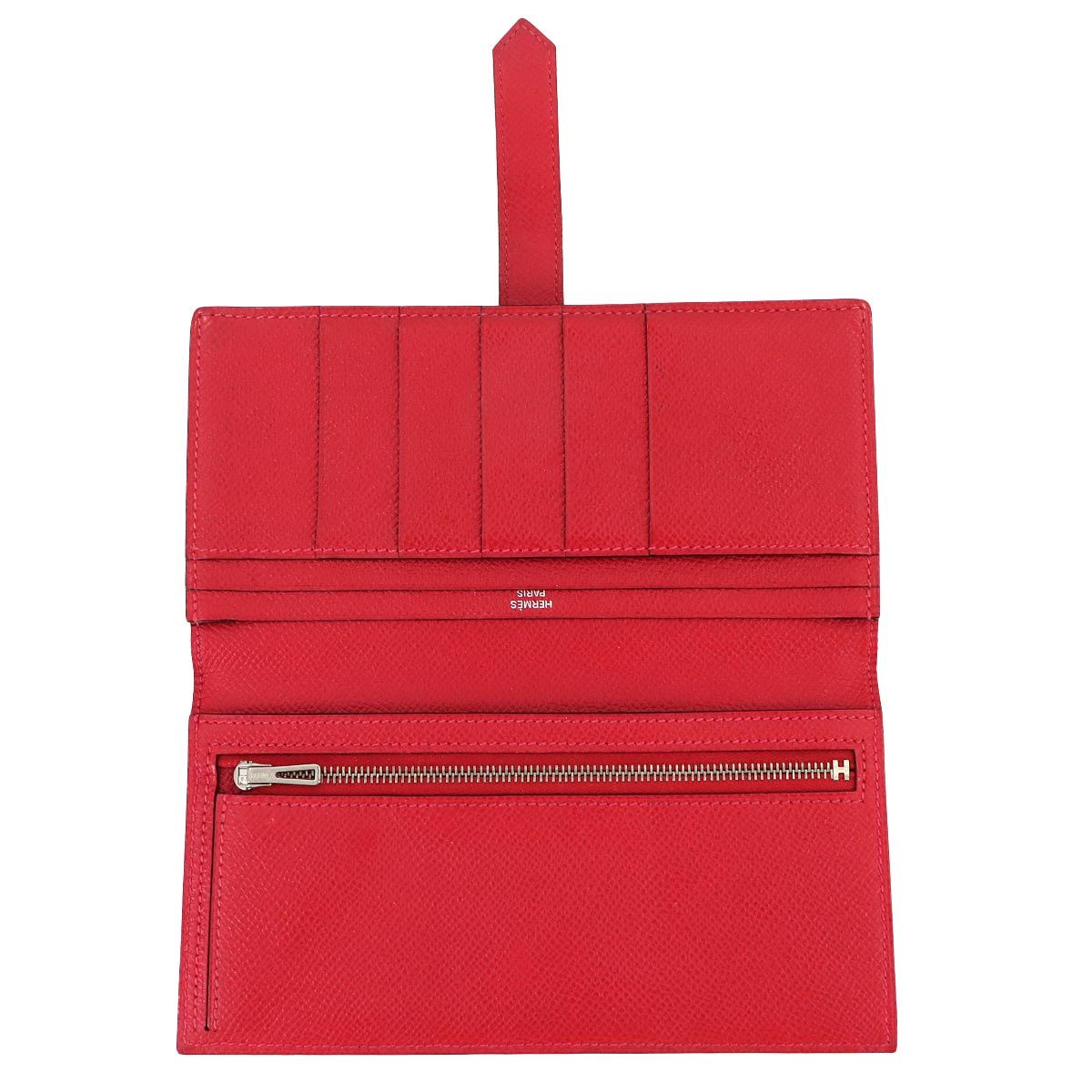 エルメス HERMES ベアンスフレ 二つ折り 長財布 エプソン ルージュ 