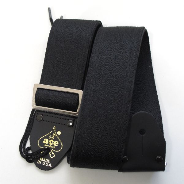 あ　ビンテージギターストラップ Greenwich 新品 ACEギターストラップ GREENWICH BLACK（ACE-15） VINTAGE REISSUE