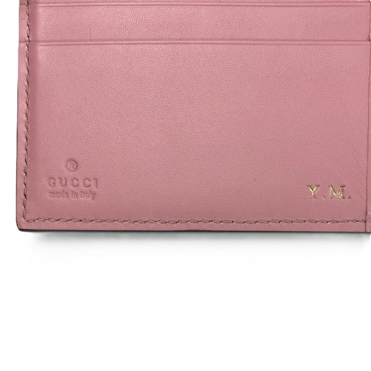 GUCCI グッチ 2つ折り財布 410104 グリーン×ピンク イニシャル入