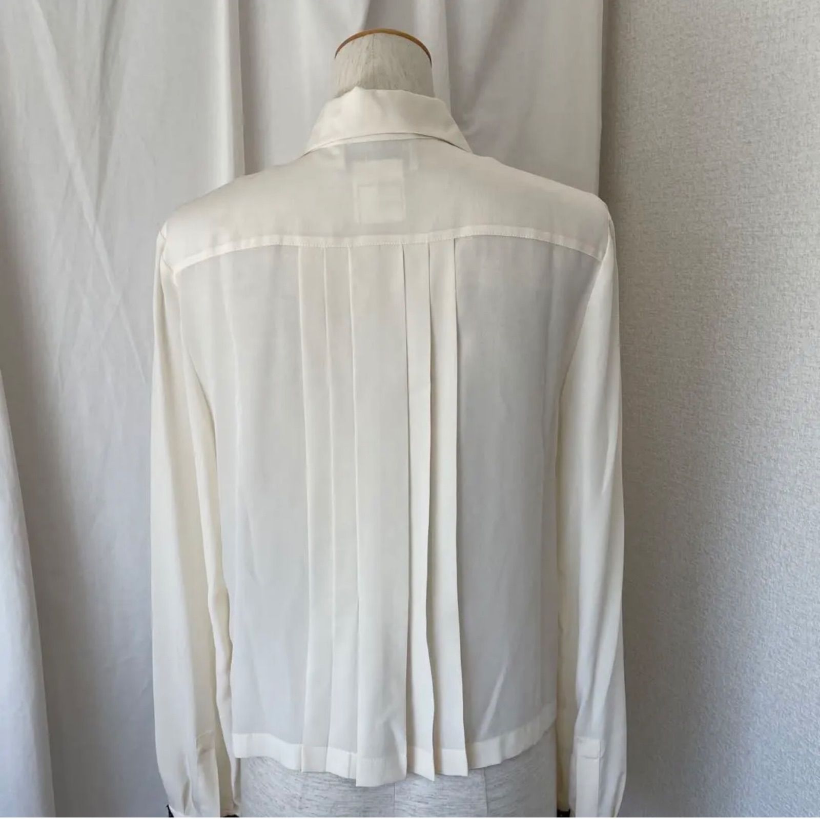 CHANEL シャネル シャツ ブラウス フェイクパールボタン シルク100