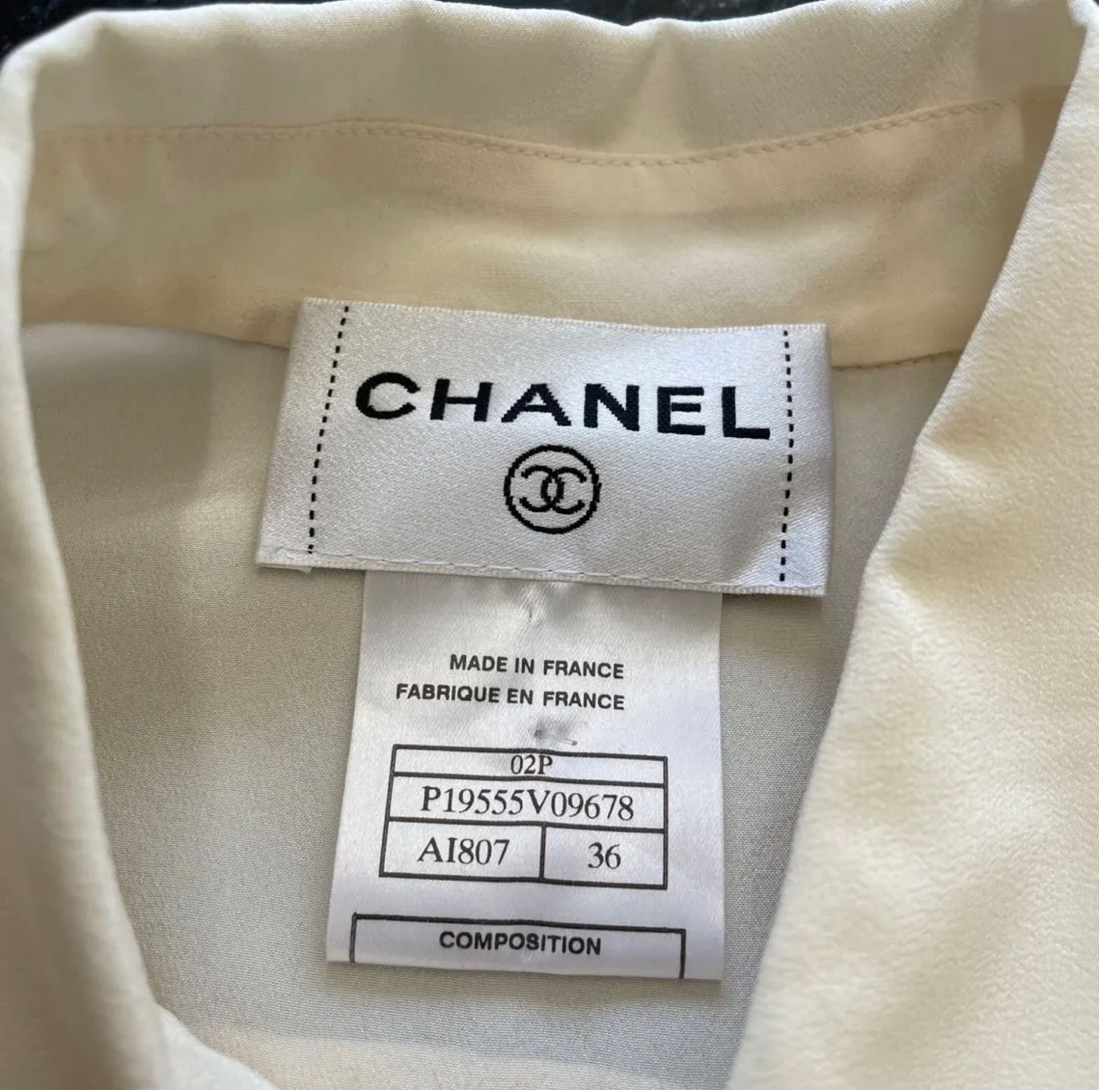 CHANEL シャネル シャツ ブラウス フェイクパールボタン シルク100