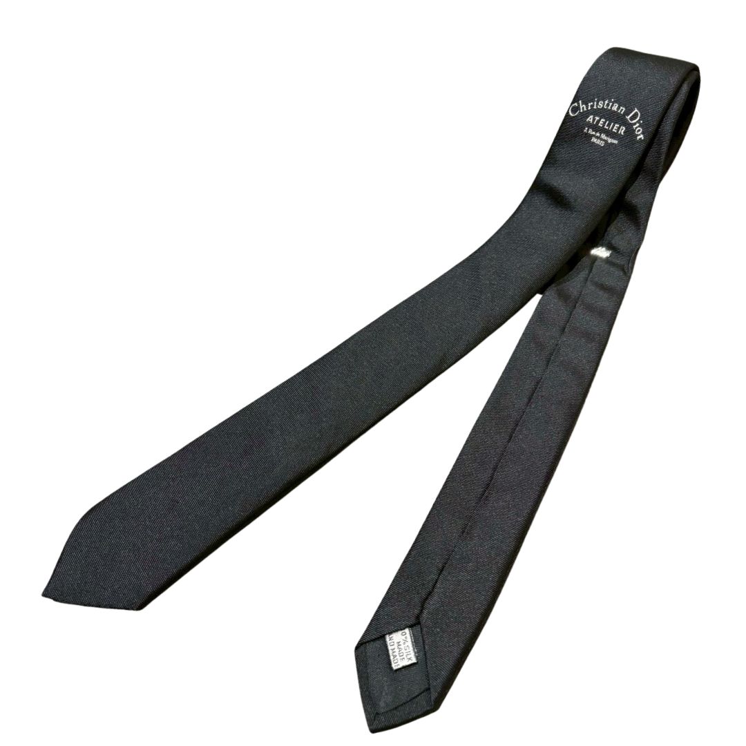 Dior ディオールオム　ネクタイ　黒　アトリエ　ATELIER ロゴ ソリッド Dior ディオールオム ネクタイ 黒 アトリエ ATELIER ロゴ ソリッド