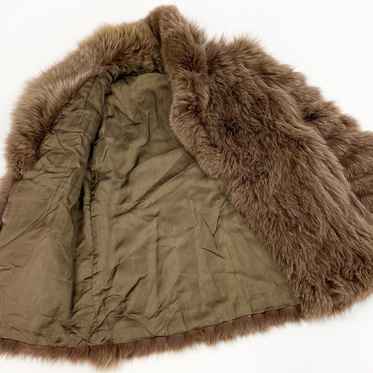 16a16 染め フォックスファーコート サイズF 茶系 本毛皮 Dyed Fox Fur