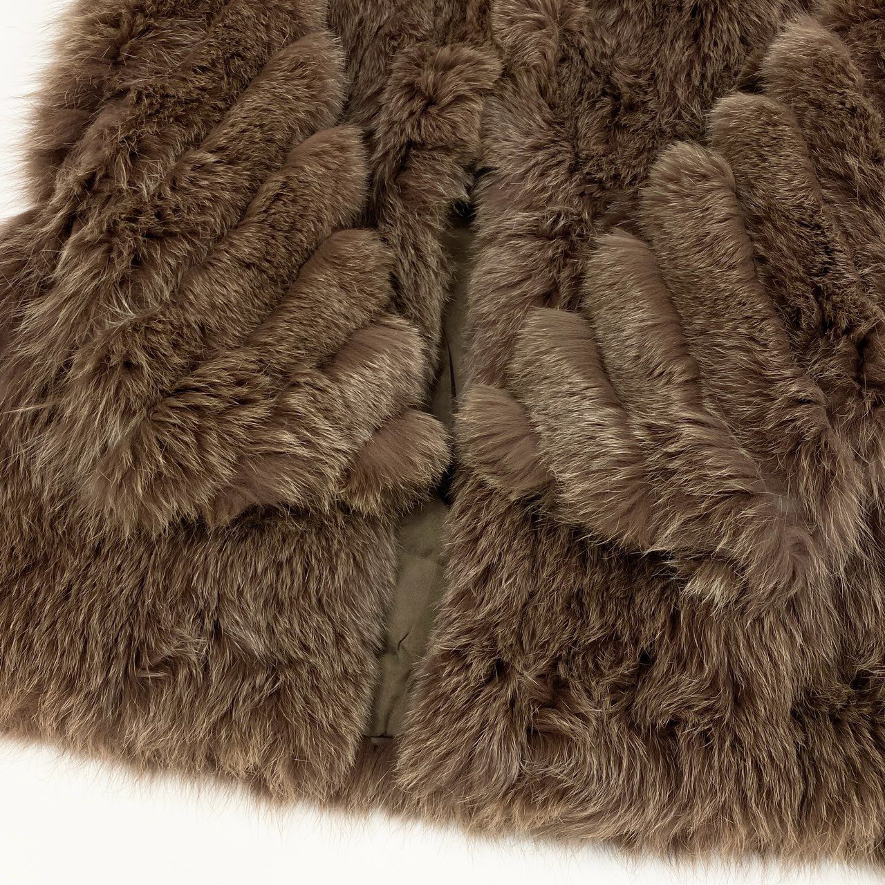16a16 染め フォックスファーコート サイズF 茶系 本毛皮 Dyed Fox Fur