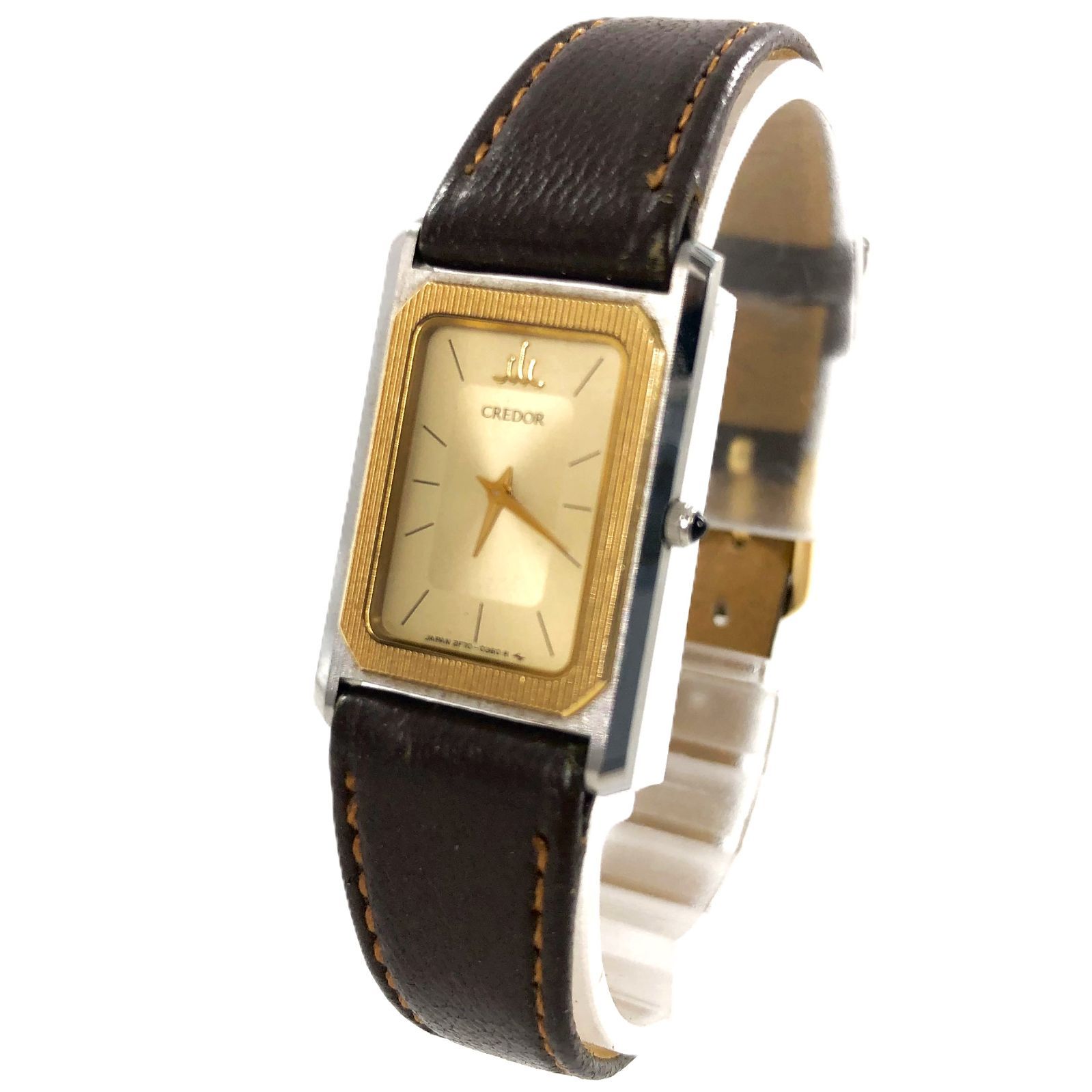 SEIKO セイコー CREDOR クレドール 2F70-5320 14KT×レザー/QZ ゴールド