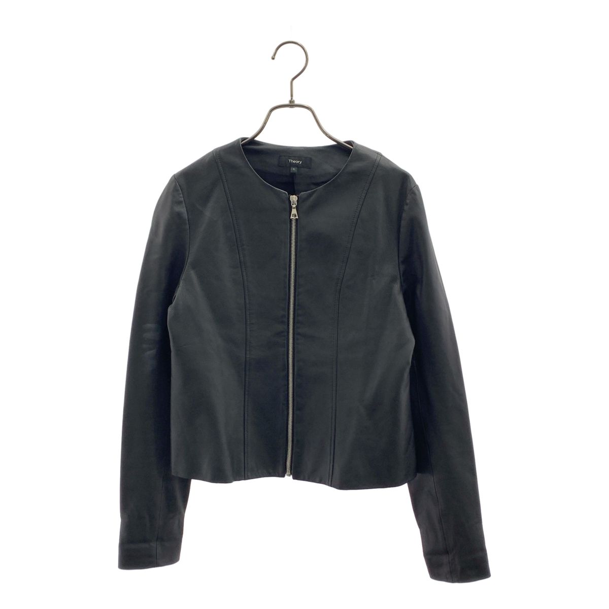 theory / セオリー | 羊革 ラムレザー ジップ ノーカラー ジャケット
