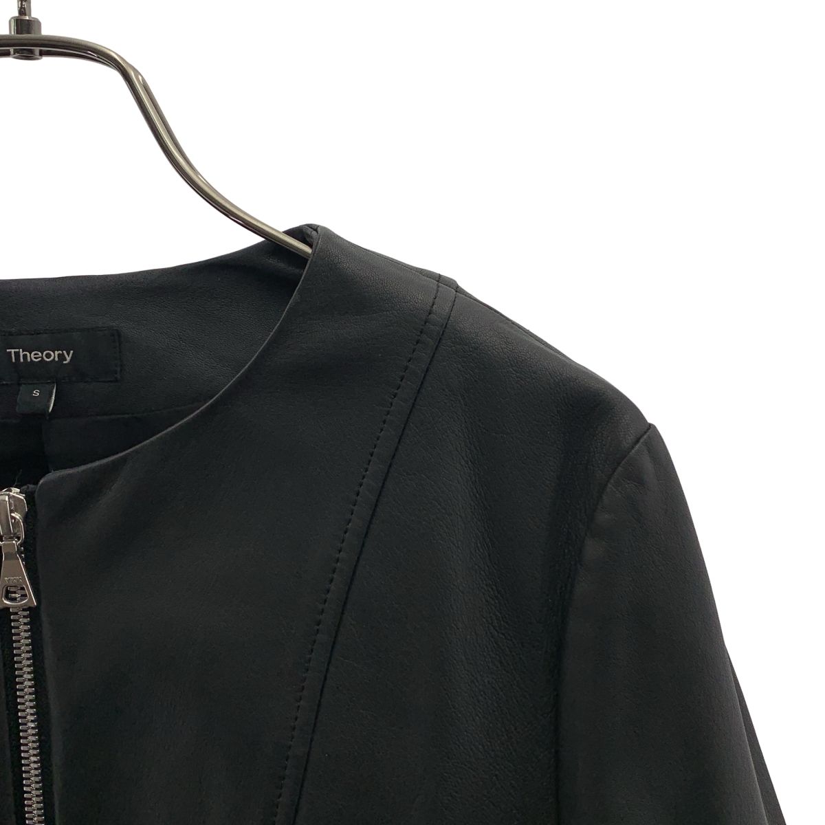 theory / セオリー | 羊革 ラムレザー ジップ ノーカラー ジャケット