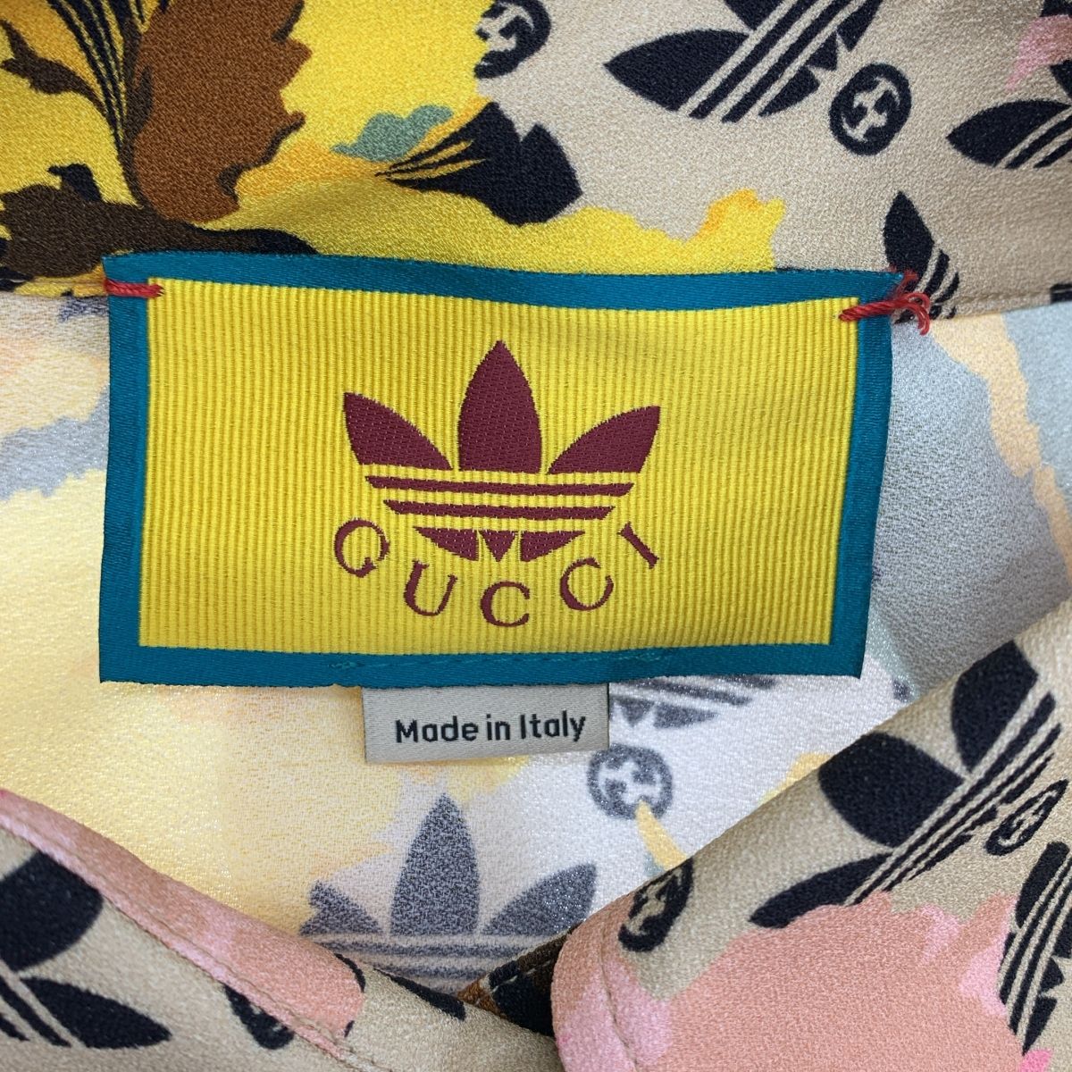 【美品】  GUCCI / グッチ | × adidas  GG Trefoil Poppy Shirt / レーヨン トレフォイル ボリューム シャツ ブラウス | 38 | マルチカラー | レディース 美品】 GUCCI / グッチ | × adidas GG Trefoil Poppy Shirt / レーヨン