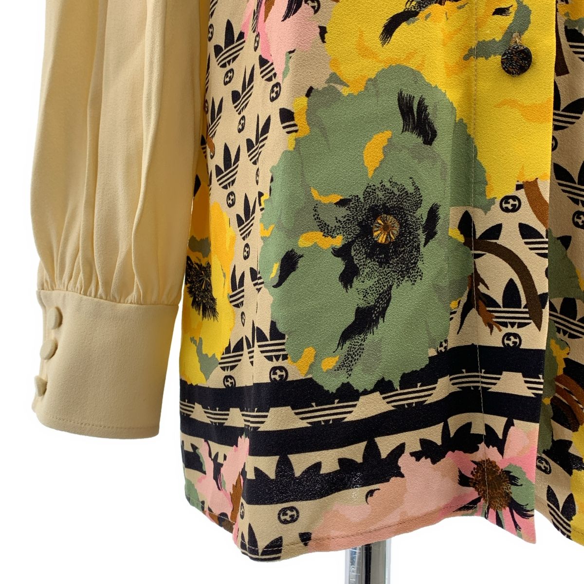 【美品】  GUCCI / グッチ | × adidas  GG Trefoil Poppy Shirt / レーヨン トレフォイル ボリューム シャツ ブラウス | 38 | マルチカラー | レディース 美品】 GUCCI / グッチ | × adidas GG Trefoil Poppy Shirt / レーヨン
