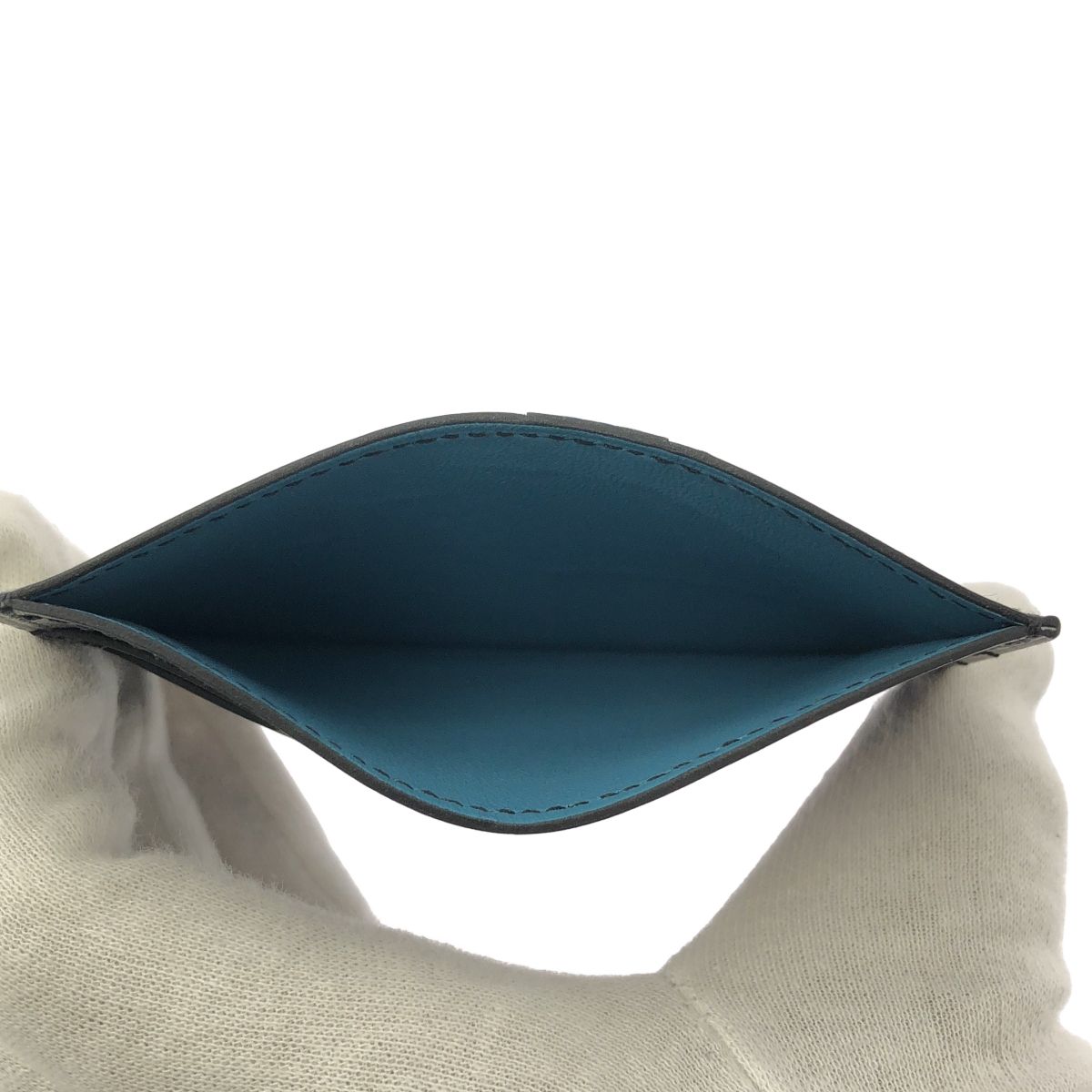 HERMES ブルー レザー ケース 美品】 HERMES / エルメス | シュヴァル ピクセル レザーカードケース