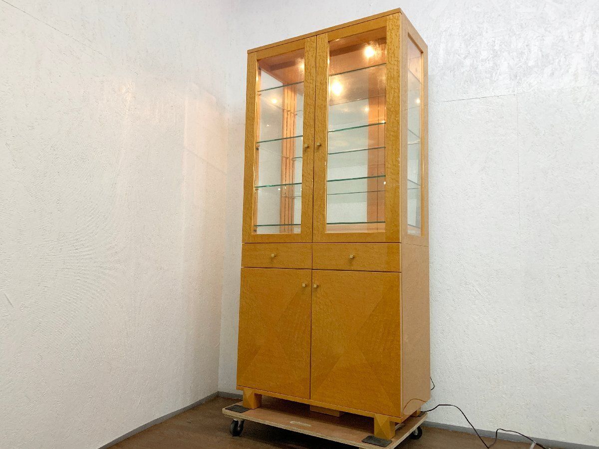 ○美品 IDC大塚家具 スプレンダー バーズアイメープル 照明 ガラス